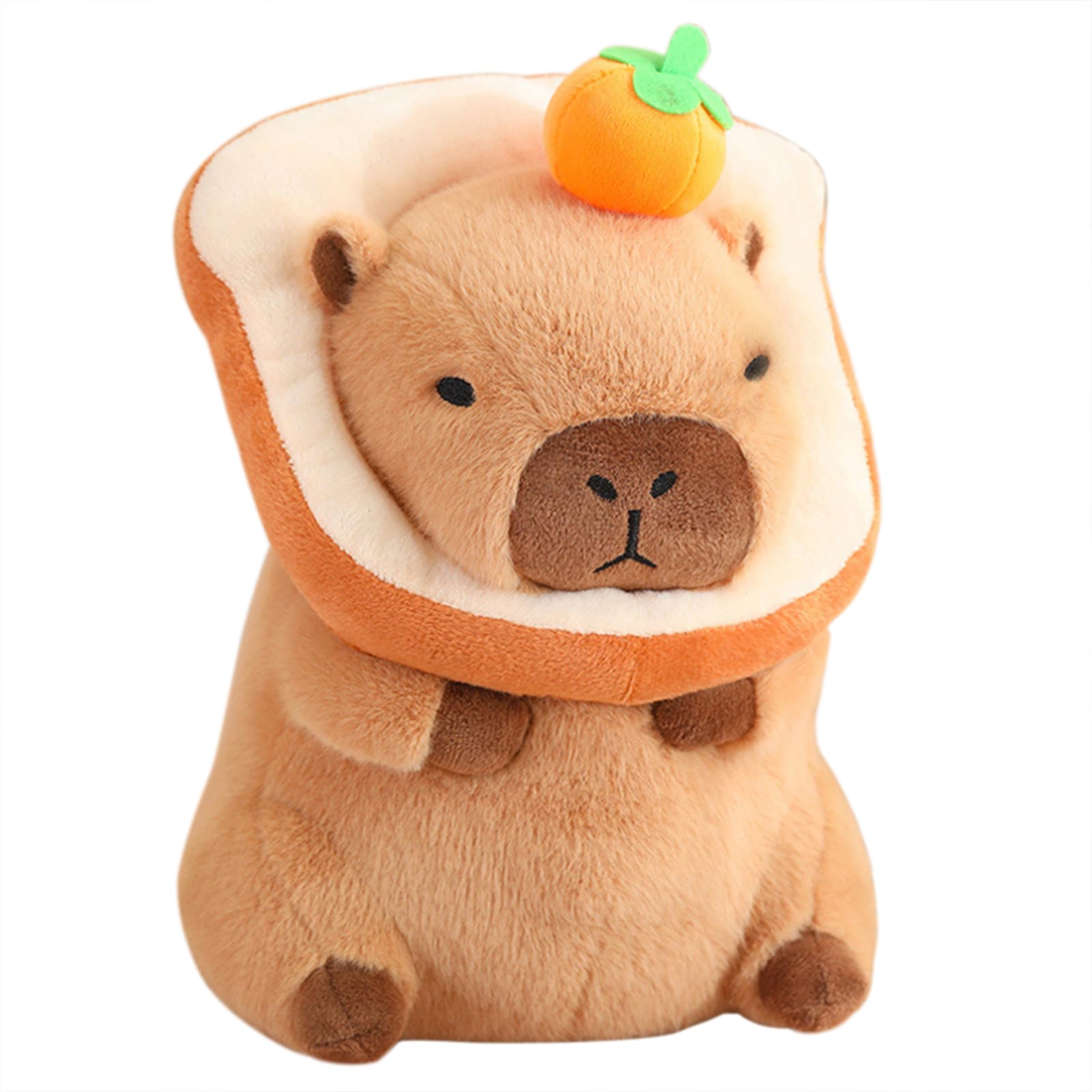 Ditucu Cute Orange Capybara Plush Pillow With Wearable Toast Headgear Stuffed Animals Bread Capibara Plushies Toys Gifts For Kid